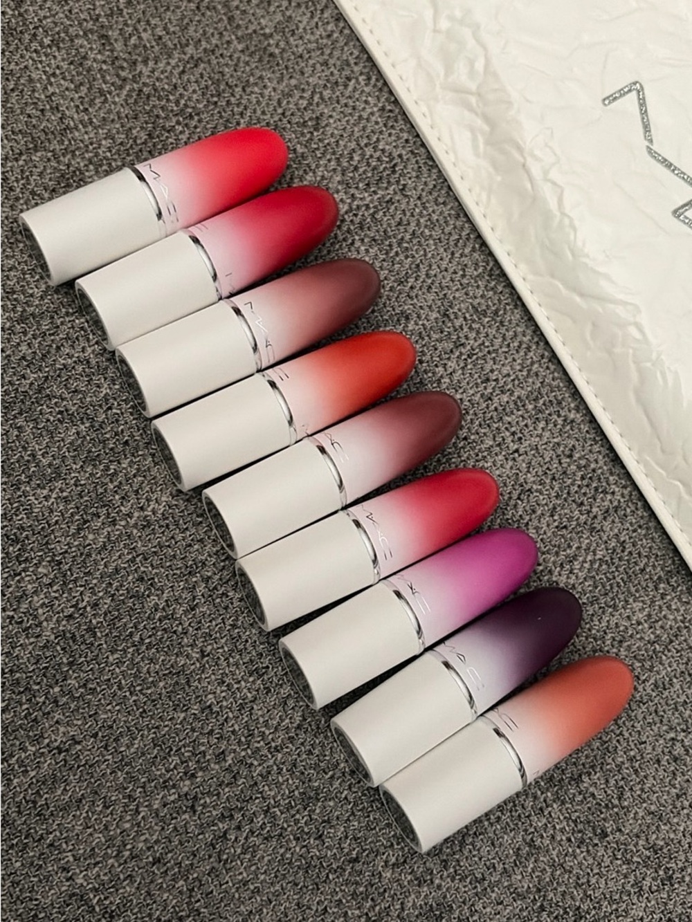 MAC Cosmetics - Powder Kiss Mini Lipsticks (9) with pouch